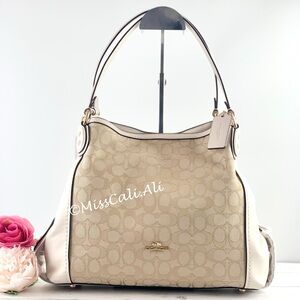 NWT COACH Edie 31 Signature Jacquard Shoulder Bag Leather Purse